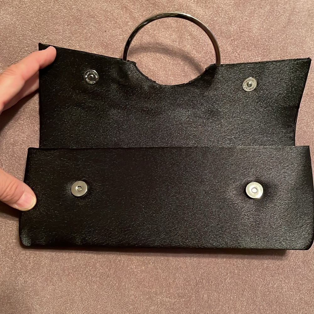 Bijoux Terner black satin clutch with rhinestones like new! - Picture 8 of 15